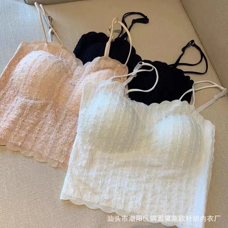 TikTok Explosive Lace Bubble Beautiful Back Camisole Women's Outer Wear All-match Base Band Chest Pad Strapless Wrapped Underwear
