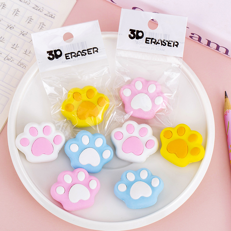 cross-border creative colorful cat‘s paw eraser student stationery prizes june 1 final christmas gift gift reward