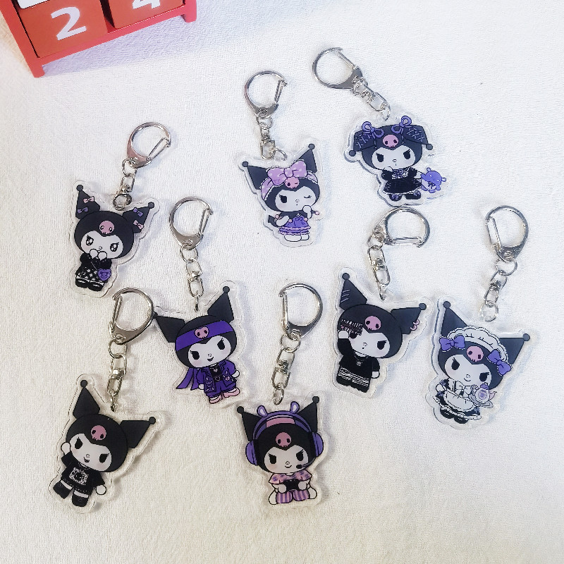 Carefully Selected Sanrio Pendant Anime Cartoon Cute Kurome Peripheral Acrylic Double-Sided Keychain School Bag Gift