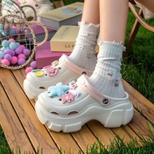 厚底洞洞鞋夏季女包头少女可爱Y2K多巴胺ins外穿增高PVC拖鞋