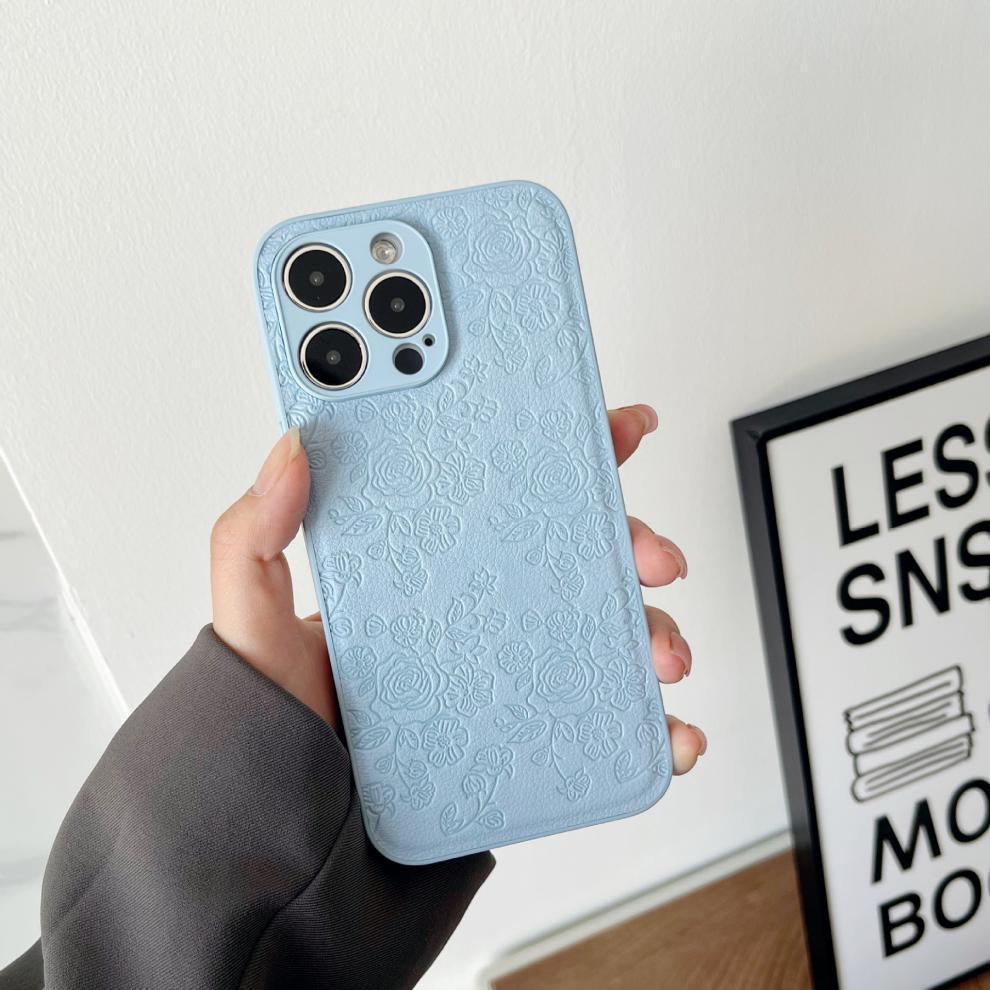 Sola cáscara-azul claro relieve pequeño y floral