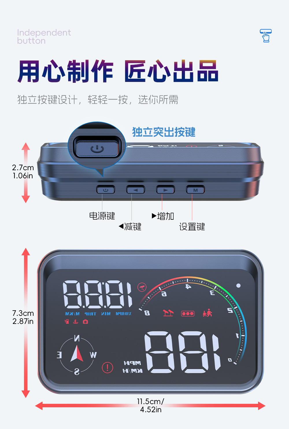 Hud Head-Up Display High-Definition Car Gps Beidou Electronic Dog Warning Device Universal Car Hud Speedometer