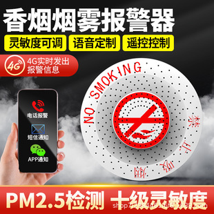 Smoke Control Guard Smoke Alarm 4g Indoor Shopping Mall School Bathroom Ceiling Smoke Detection Voice Announcer