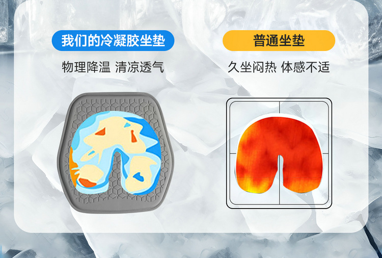 New Summer Honeycomb Gel Car Seat Cushion Ice Silk Cold Mat Non-slip Breathable Cushion Office Seat Silicone Cushion
