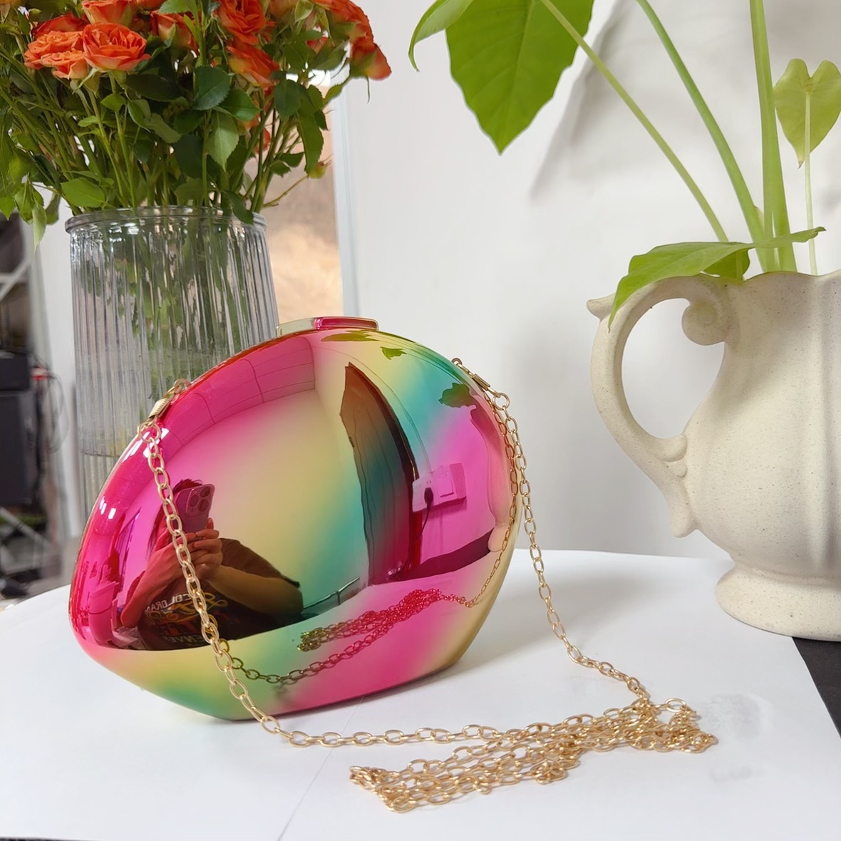 Bolsa de cena acrílica de venta transfronteriza de nicho de diseño especial bolsa de cena huevo de ganso hombro bolso de mano