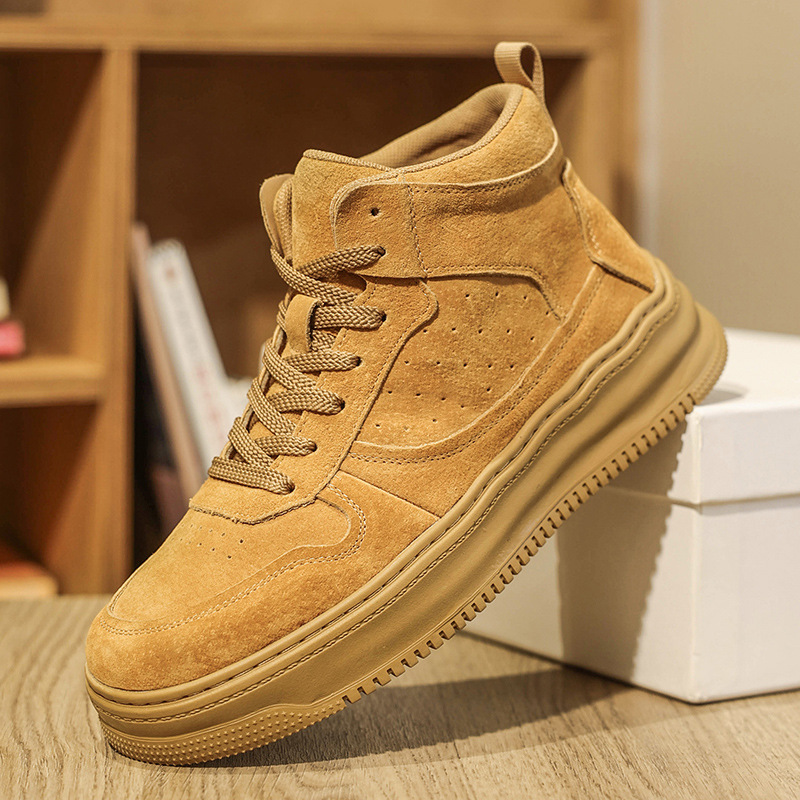 High-Top Shoes for Men, High-End Sports Sneakers, Retro Hong Kong Style Men's Shoes, Men's Trendy and Versatile Mid-Top Casual Shoes