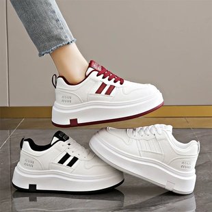 Small muffin thick-soled non-slip height-up small white shoes for women 2025 spring new slimming pants with wide legs casual all-match