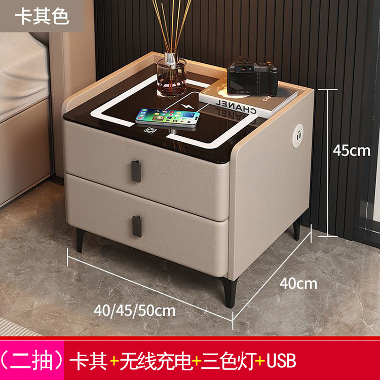카키색 (2단 서랍) 무선 충전 + 3색 조명 + USB