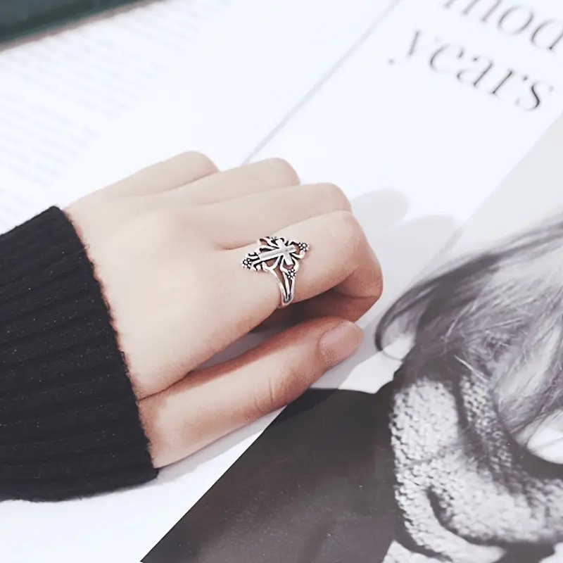 Kayi's New Cuff Ring, Cross, Unisex Flower Design, Paired with High Quality Jewelry_voghion.com