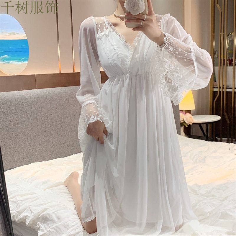 궁전 스타일 레이스 공주 잠옷 프랑스 달콤한 잠옷 여성 가을 ??긴팔 치마 순수한 욕망 스타일 200 CATTIES 홈 의류