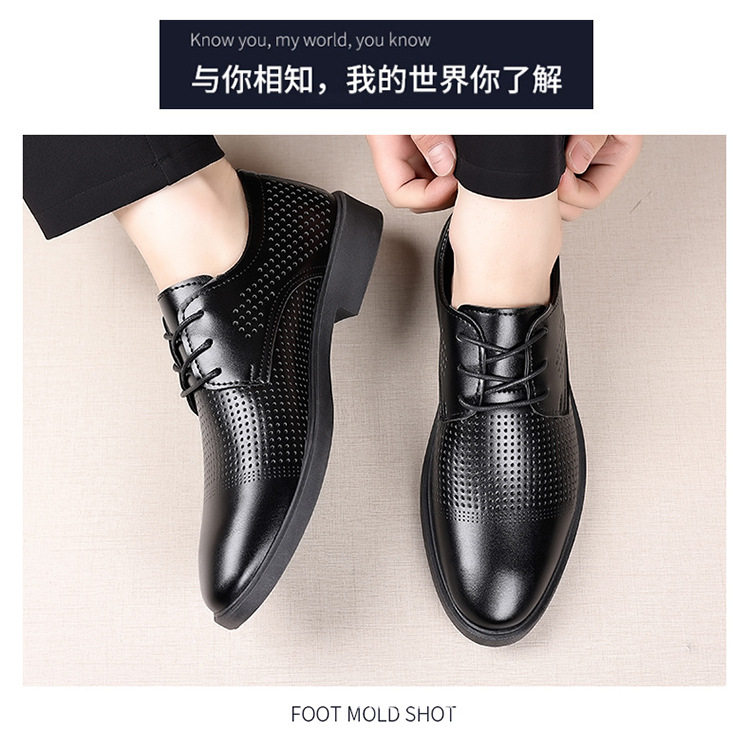 Dép sandal da nam mũi nhọn thắt dây thoáng khí chống trượt — P66 màu đen chi tiết 12