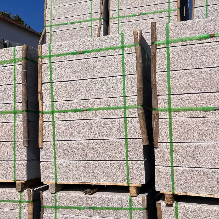 樱花红火烧面粉红麻花岗岩板材外墙干挂地铺磨光面石板工程板