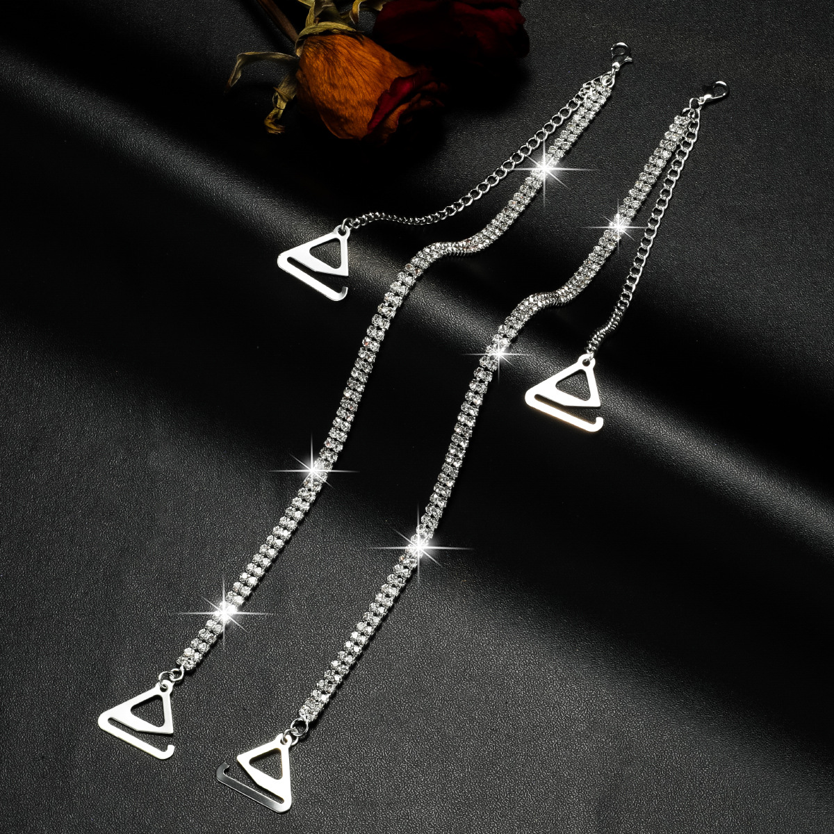 두 줄의 촘촘한 다이아몬드 실버