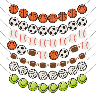 Sports Sports Party Decoration Paper Pull Flag Baseball Football Football Sequins Spiral Props Hanging Ornaments Scene Arrangement