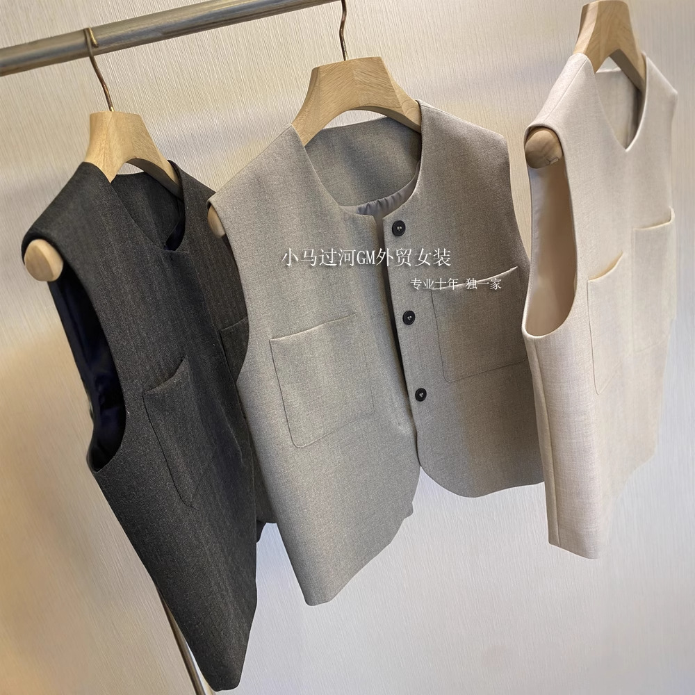 2025 what look is serious TH ~~ burst commuter loose crew neck sleeveless suit vest women spring and summer