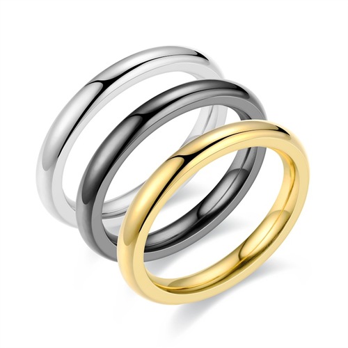 European and American niche titanium steel rings, oval cylindrical rings, fashionable and versatile couple rings, retro glossy rings