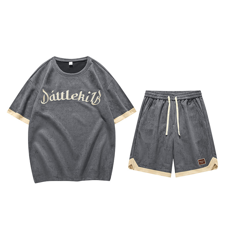 Herretøj Grænseoverskridende japansk kortærmet T-shirt til mænd, sommertøj i Hong Kong-stil med drengetøj og arbejdsshorts, flot jakkesæt_voghion.com