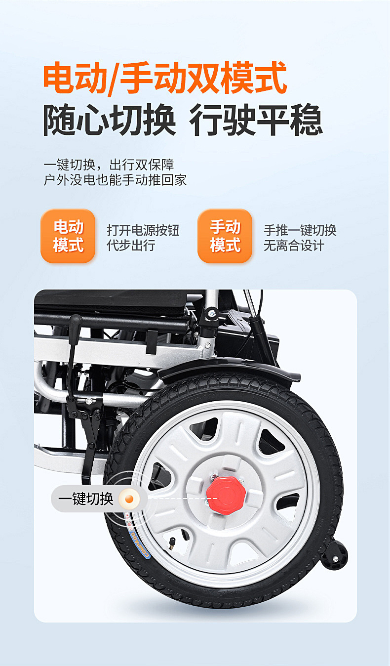 Yingkang Electric Wheelchair for the Elderly, Adjustable Fully Reclining Portable Foldable Multi-Functional Four-Wheel Scooter for the Elderly