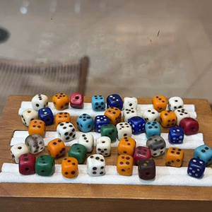 Nepal Old Glass Dice Accessories Handmade DIY Decorative Pendant Bracelet Spacer Bead Accessory