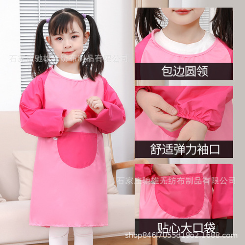 Children's apron overalls waterproof baby painting full-body suit kindergarten art painting eating bib print logo