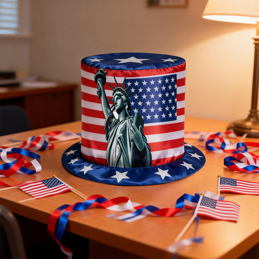 Nuevo sombrero transfronterizo del Día de la Independencia de los Estados Unidos Tío Sam sombrero festivo accesorios de decoración infantil bandera de los Estados Unidos sombrero alto