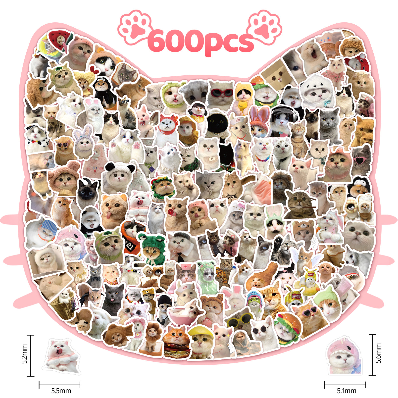 현실적인 동물 스티커 600 귀여운 샤오 마오 강아지 귀여운 애완 동물 개 고양이 장식 방수 스티커 국경 간 베스트 셀러