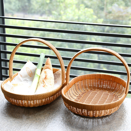Japanese hand-woven shopping basket picnic basket imitation rattan shopping basket egg basket wedding companion gift basket