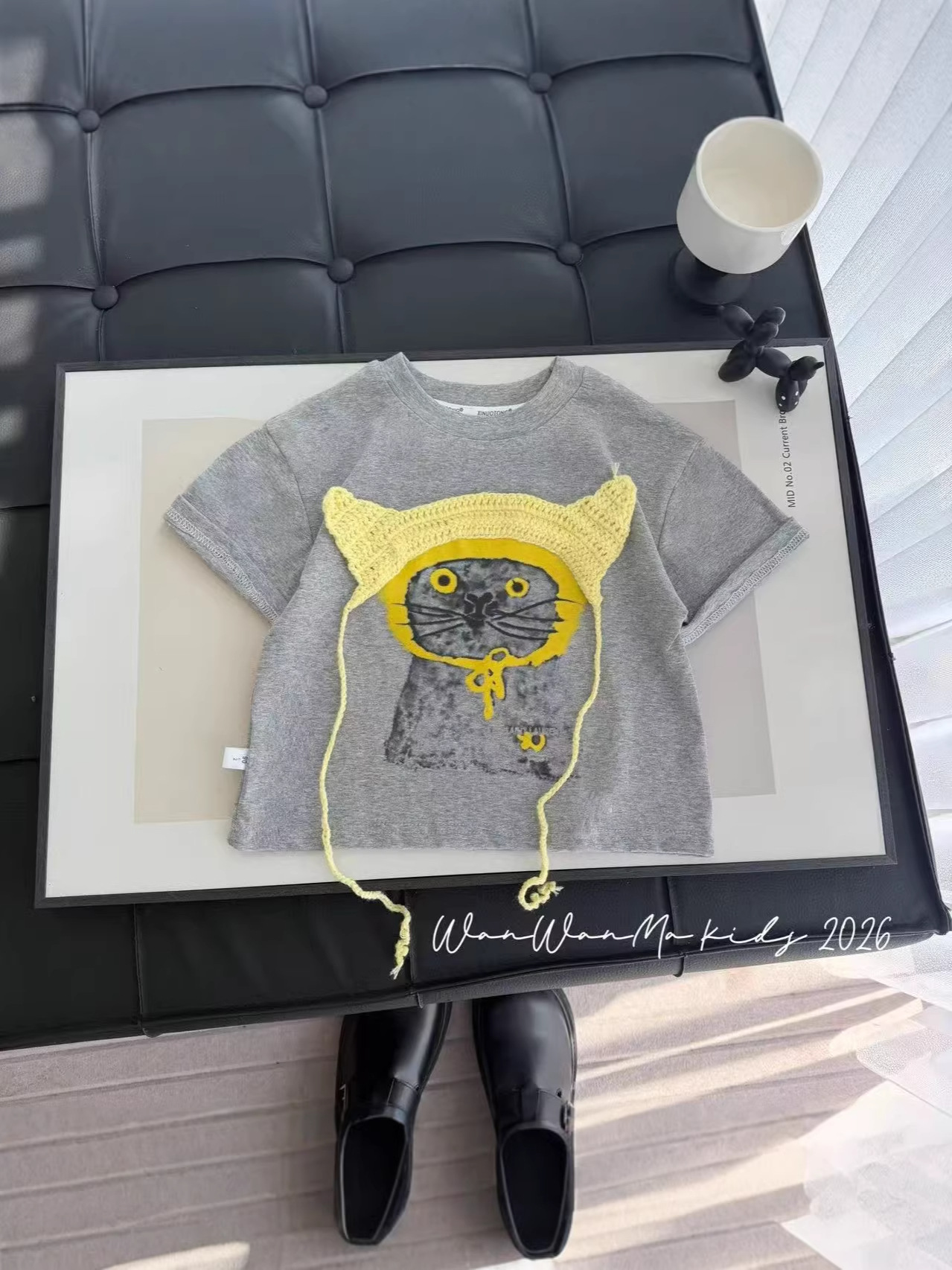 Camiseta infantil de algodón de punto con sombrero parche tridimensional para niños y niñas más ropa infantil para adultos y adolescentes