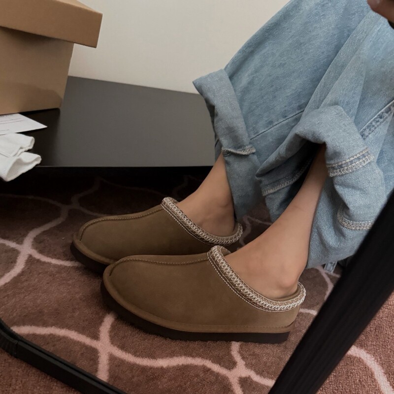 Sampo Village's new flat-soled Tasman woven ethnic-style leather and wool snow boots, couple's half-slippers Sampo Village's new flat-soled Tasman woven ethnic-style leather and wool snow boots, couple's half-slippers