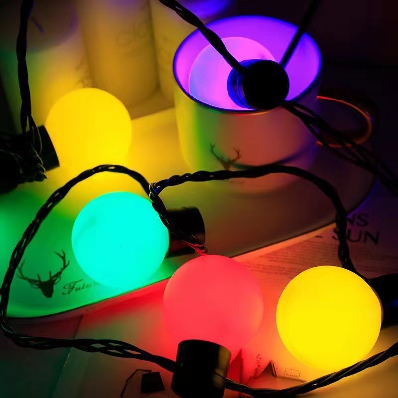 Camping al aire libre G50 gran estrella esférica LED lámparas de cadena de patio balcón fiesta cortina atmósfera decoración de luces de color image 9