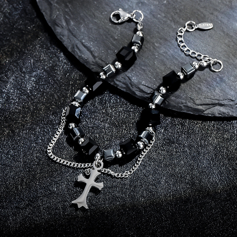 Cross Beaded Bracelet Men's Niche Design Sense Fashion High-end Jewelry Women's Temperament All-match Fashion Jewelry Wholesale Cross Beaded Bracelet Men's Niche Design Sense Fashion High-end Jewelry Women's Temperament All-match Fashion Jewelry Wholesale