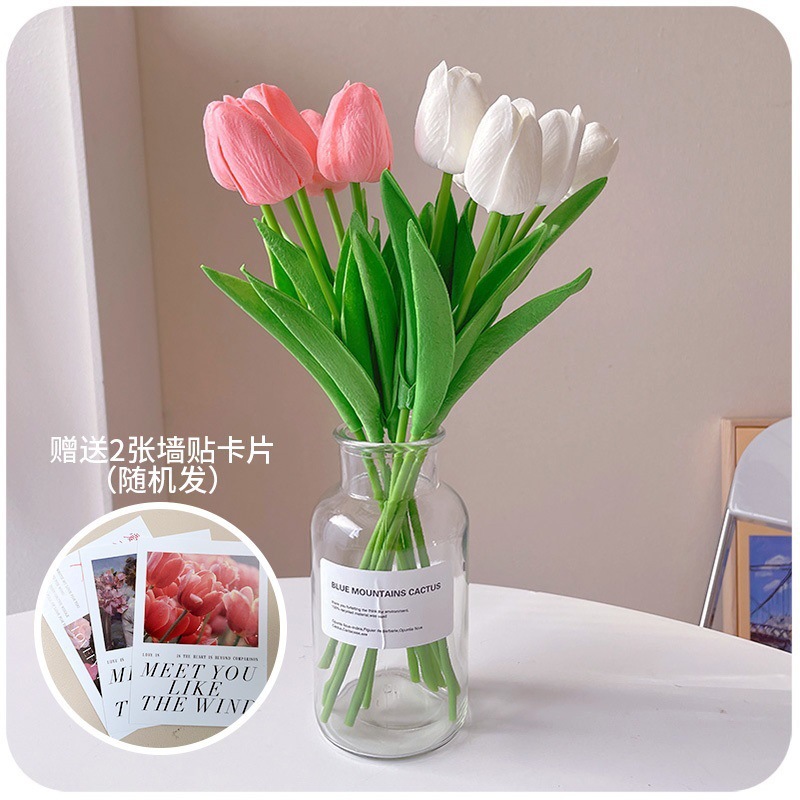 Flores florales Decoración de la sala de estar Decoración Decoración Ramo biónico Tulipán Flor seca de lujo ligero Flor falsa Decoración eterna