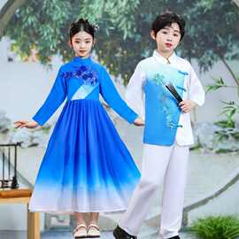 十一儿童演出服中小学生朗诵爱国合唱礼服女童比赛万疆红歌表演服