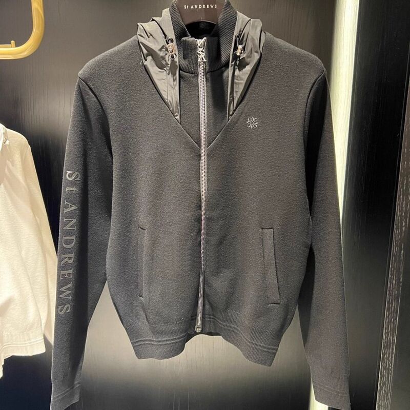 Autumn and Winter Golf Women's Stand-Up Collar Zipper Knitted Hoodie Golf Sports Slim Versatile Jacket Black Summer