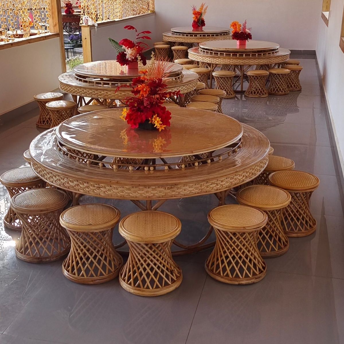 Banana Luxury Rattan Edge Rotating Table Internet Celebrity All-In-One Set Combination Rotating Table Living Room Dining Room Rotating Table Durable