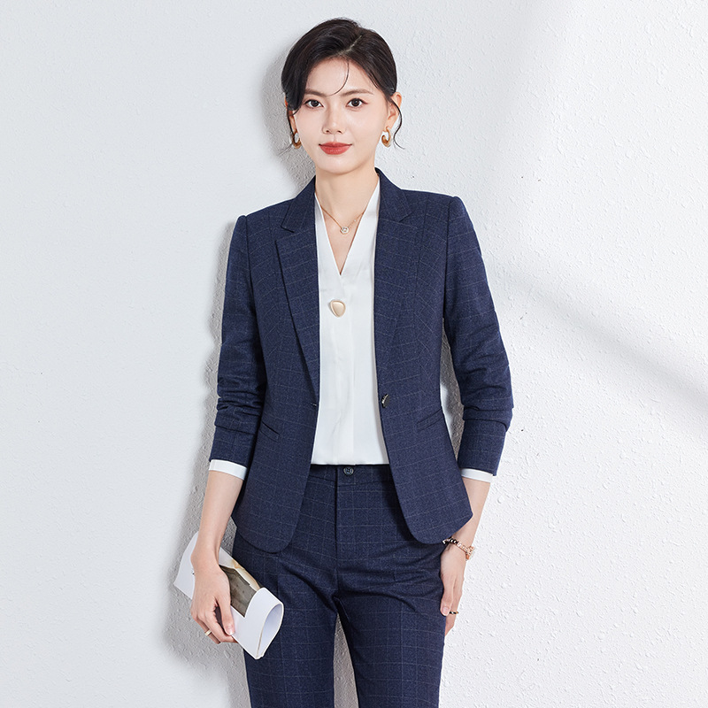 고급 블루 전문 세트 세트 여성 가을 및 겨울 호텔 관리자 공식 착용 컨설턴트 영업 부서 작업복