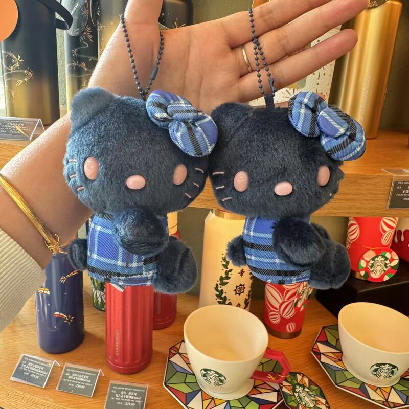 日系卡通动漫灯芯绒卷毛摇粒绒KT猫钥匙扣挂件公仔女生背包挂饰|undefined