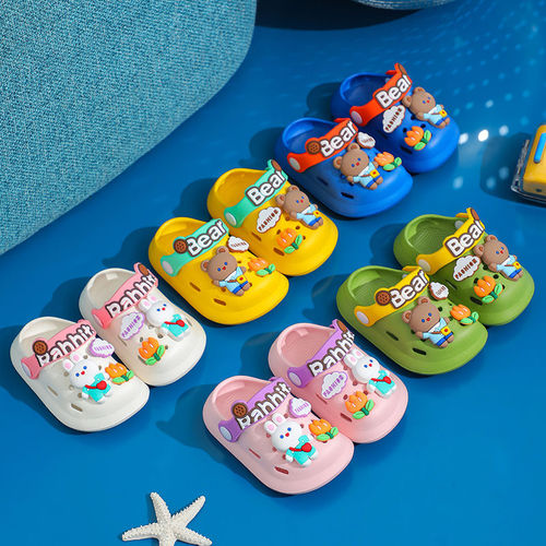 EVA children's clog shoes, cute infant and toddler indoor slippers for boys and girls, soft-soled baby closed-toe sandals for summer