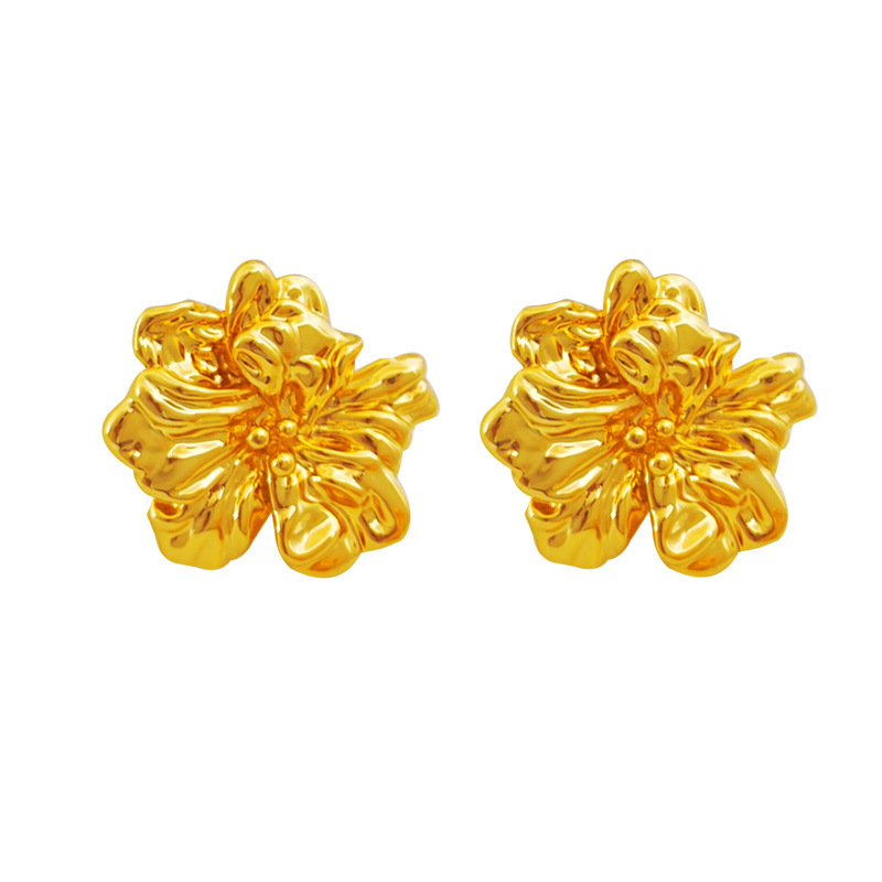 Fashion Flower Copper Ear Studs Plating Copper Earrings