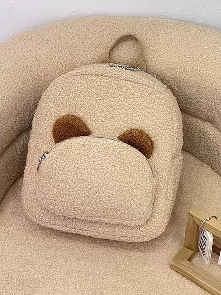 Plush Backpack Women's Bag Autumn and Winter New Korean Style Ins Super Hot Cute Bear Ear Backpack Girls' Family Bag
