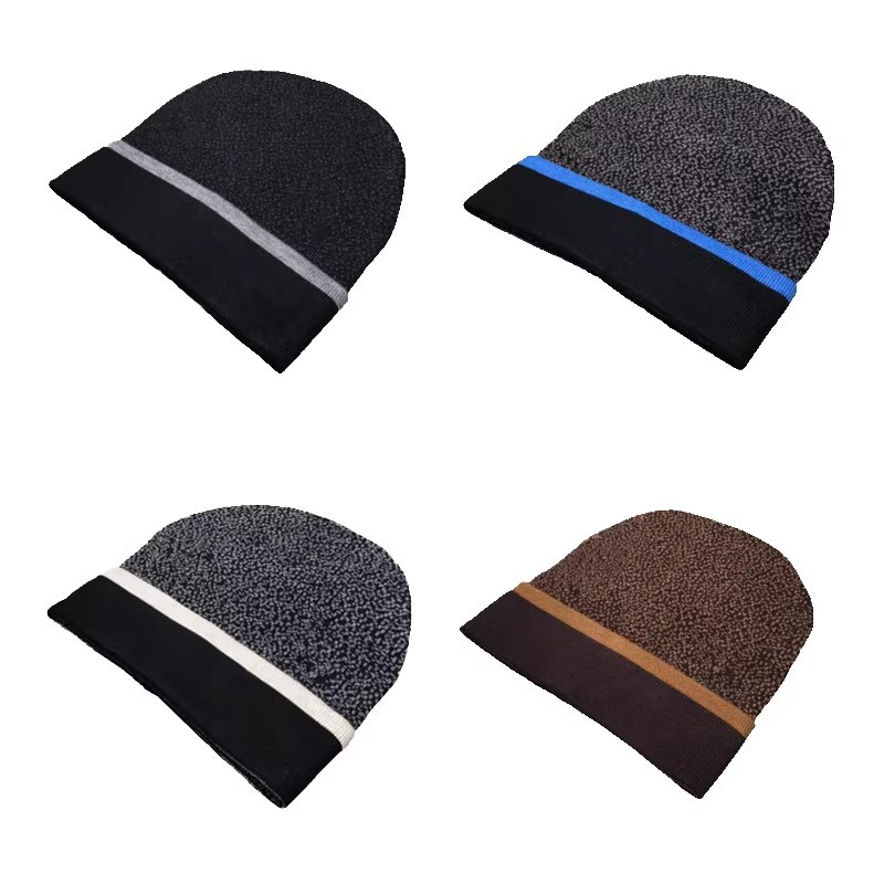 Oversized Autumn and Winter Knitted Hat for Women, New Cross-Border Style, Printed Wool, Versatile Warm Beanie, Sheep Wool, Unisex