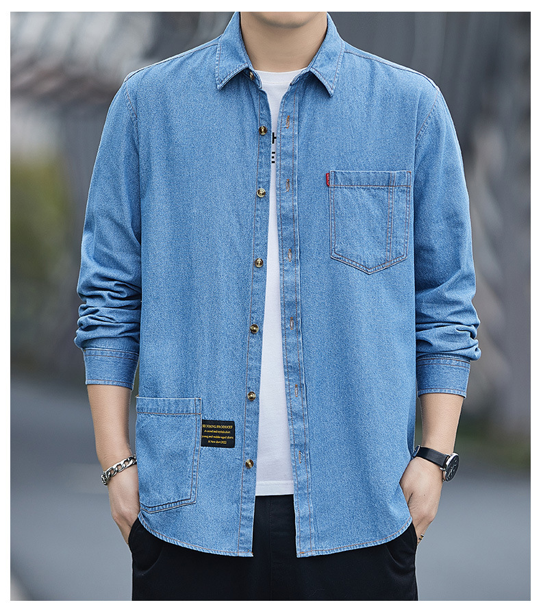 Herren Denim Hemdjacke Aus Baumwolle Für Frühling Und Herbst_voghion.com