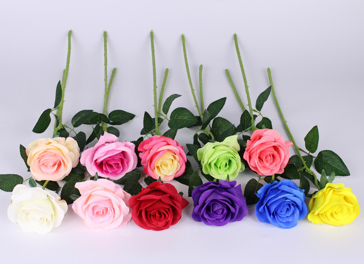 Simulato rosa singola falsa rosa casa, soggiorno, tavolo da pranzo, decorazione, simulazione di fiori di seta di fiori artificiali_voghion.com