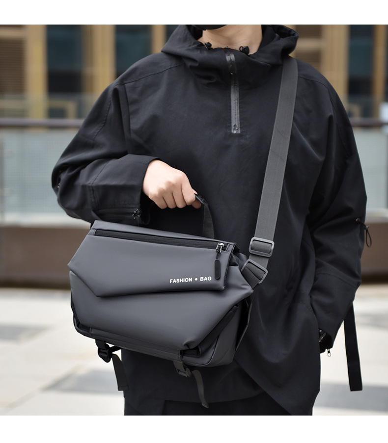 819g Weight Polyester Lining Material Zipper Closure Type Top Handle Strap Type Crossbody Bag Bags Type Street Occasion Oxford Cloth Material Waterproof Function Solid Color Pattern All Seasons Season Men'S Gender Streetwear Style Square Shape Men's Solid Color Oxford Cloth Zipper Crossbody Bag