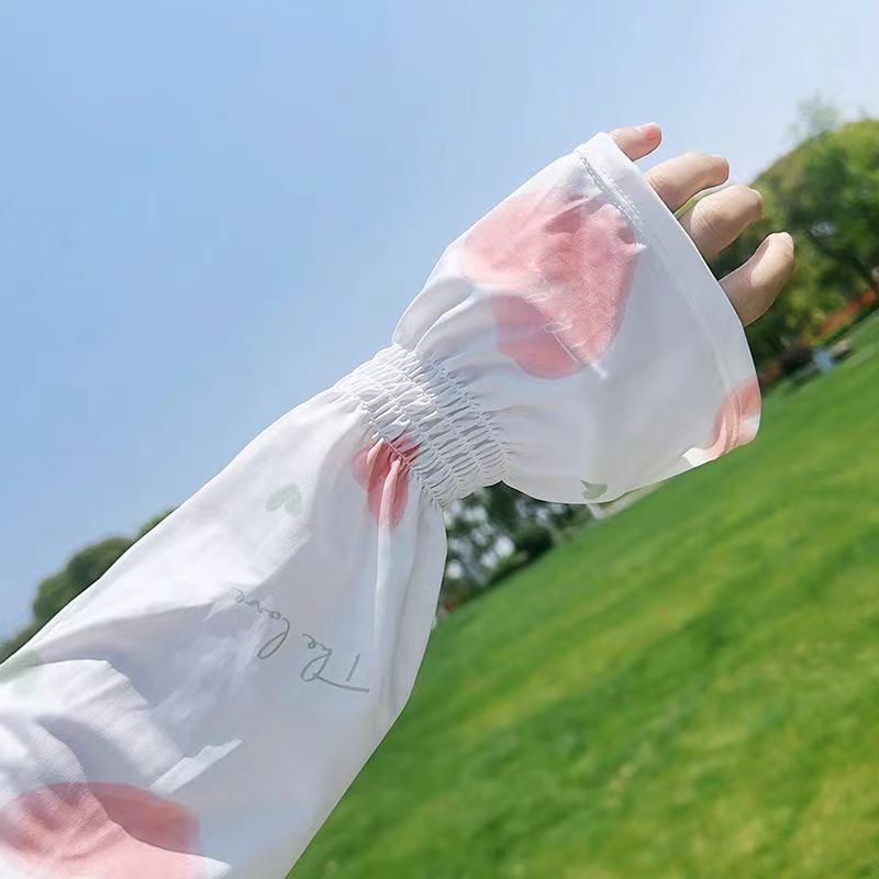 防曬袖套印花時尚寬鬆開車男護臂夏季防紫外線冰絲透氣手套冰袖女