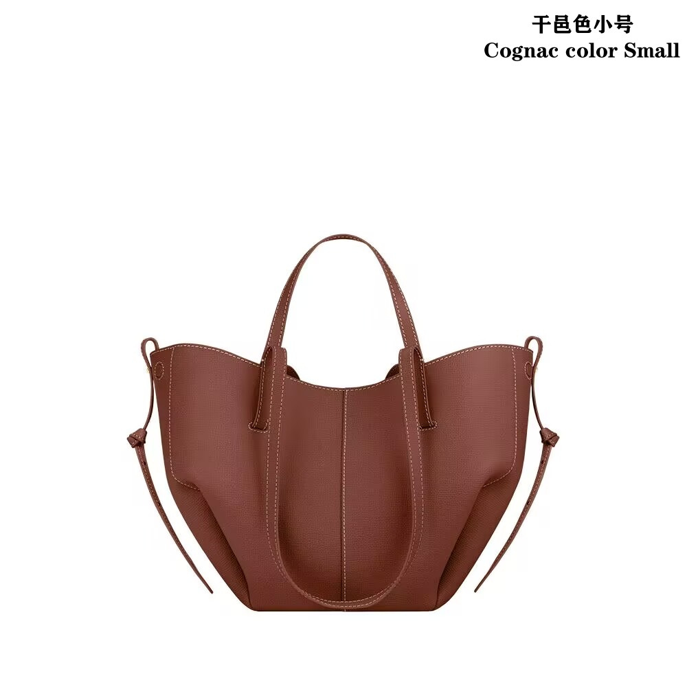 现货秒发polene翅膀包真皮Cyme单肩腋下包小众法式大容量托特包 - Thumbnail 8