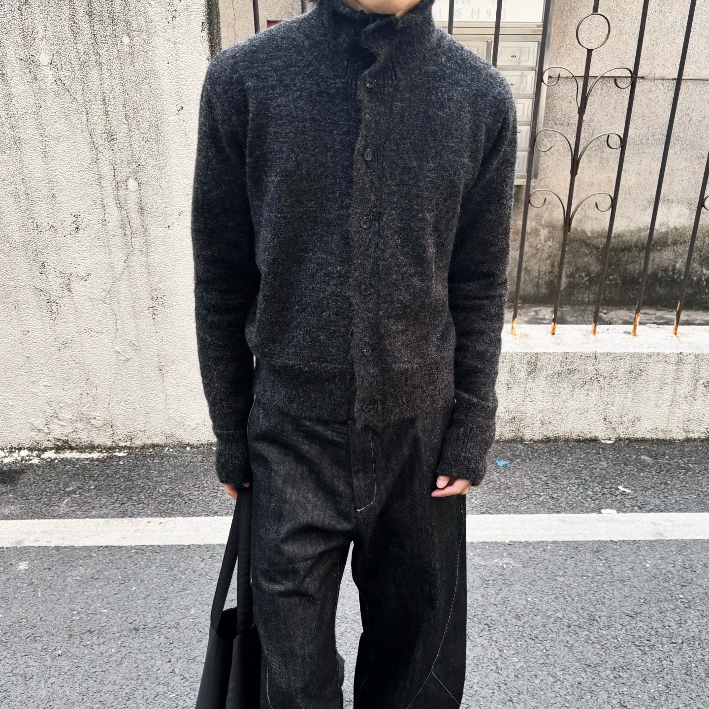 High-Quality Wool-Blend Rolled-Edge Turtleneck Sweater for Men, Autumn and Winter, Regular Shoulder Fit, Button-Up Knit Cardigan Jacket