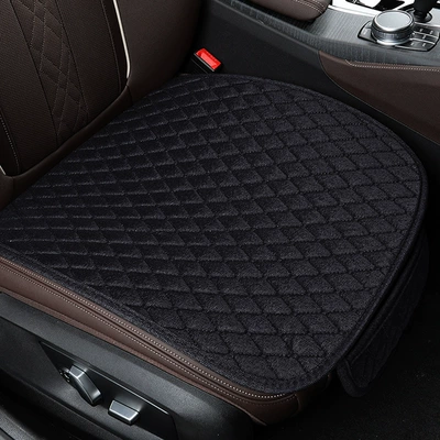 Cross-Border Direct Supply of Car Seat Cushions for All Seasons, Single-Piece Small Three-Piece Seat Covers, Foreign Trade Manufacturers, Linen Material Seat Cushions, Linen-Free (Seat cushion, seat cover) - black-front-row-single-piece