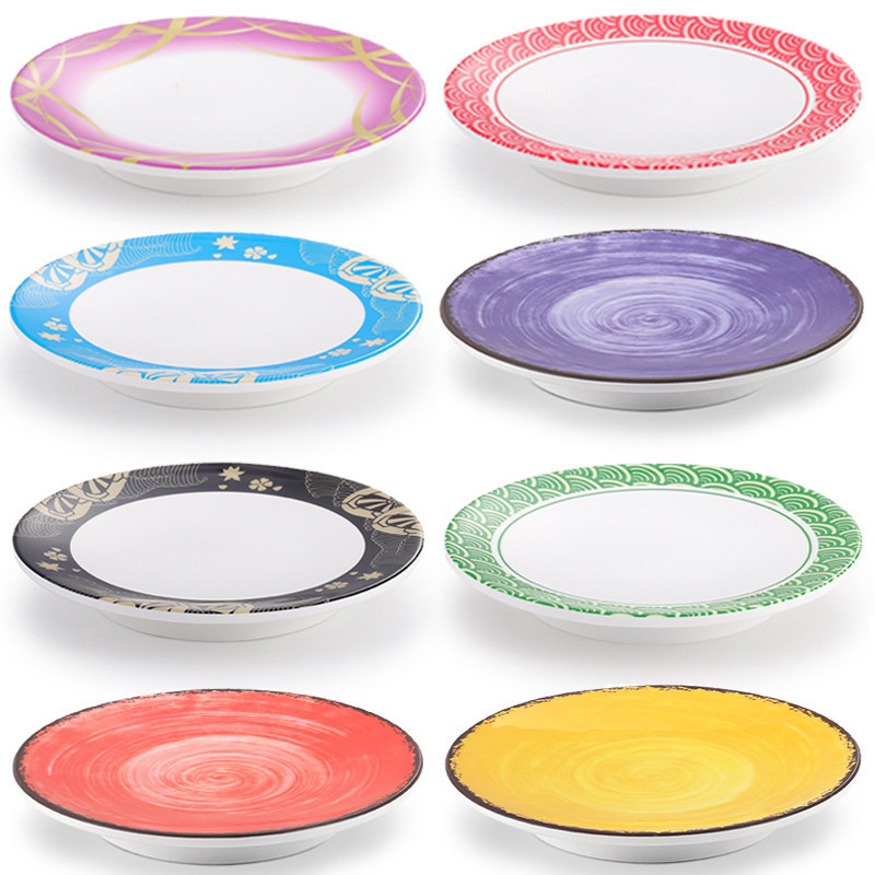 Kaiboya Melamine Round Plate Imitation Porcelain Japanese Restaurant Conveyor Belt Sushi Plastic Small Plate Snack Dish Commercial Use