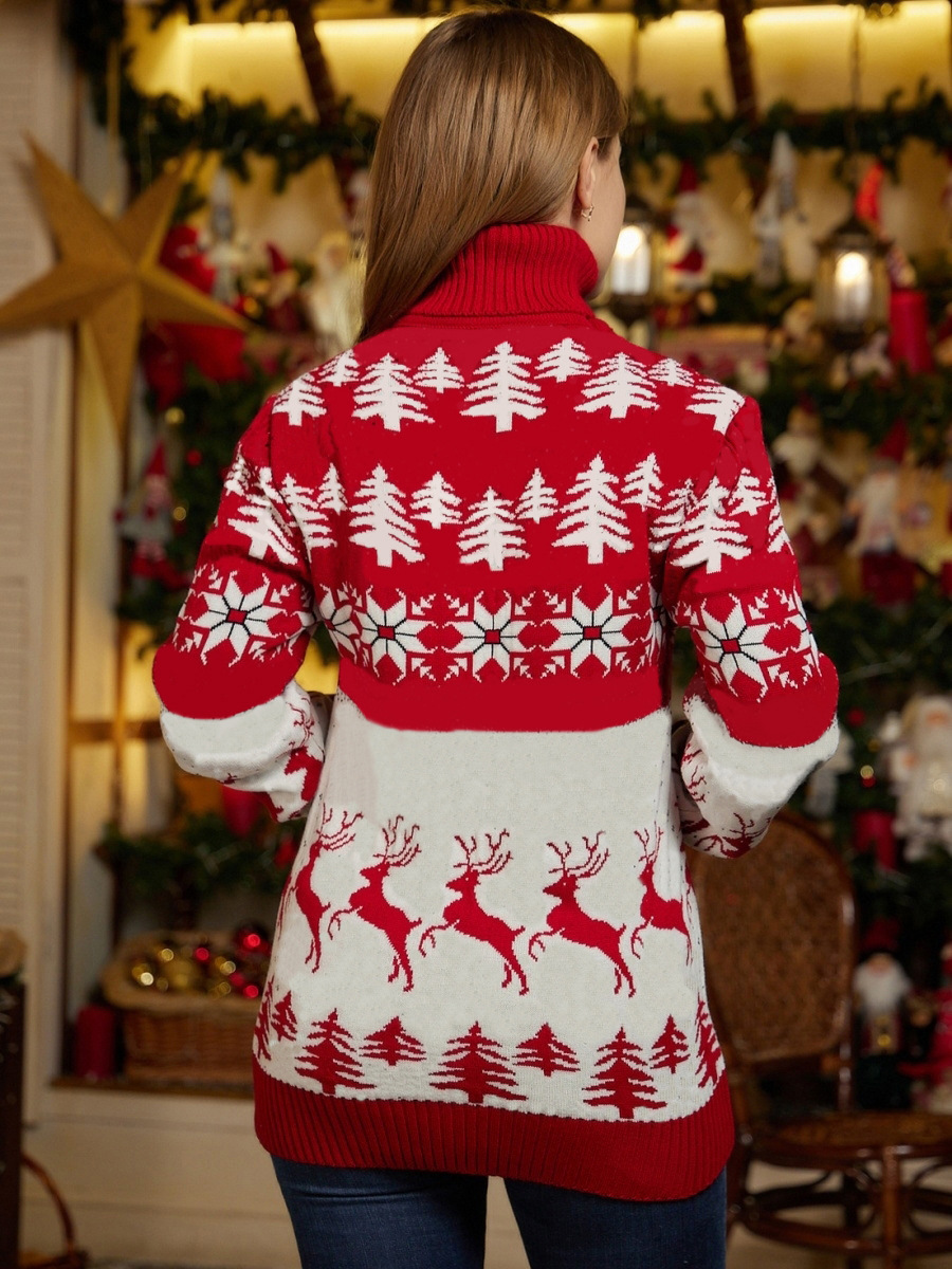 Fashion Christmas Tree Polyester Turtleneck Long Sleeve Regular Sleeve Jacquard Sweater display picture 22